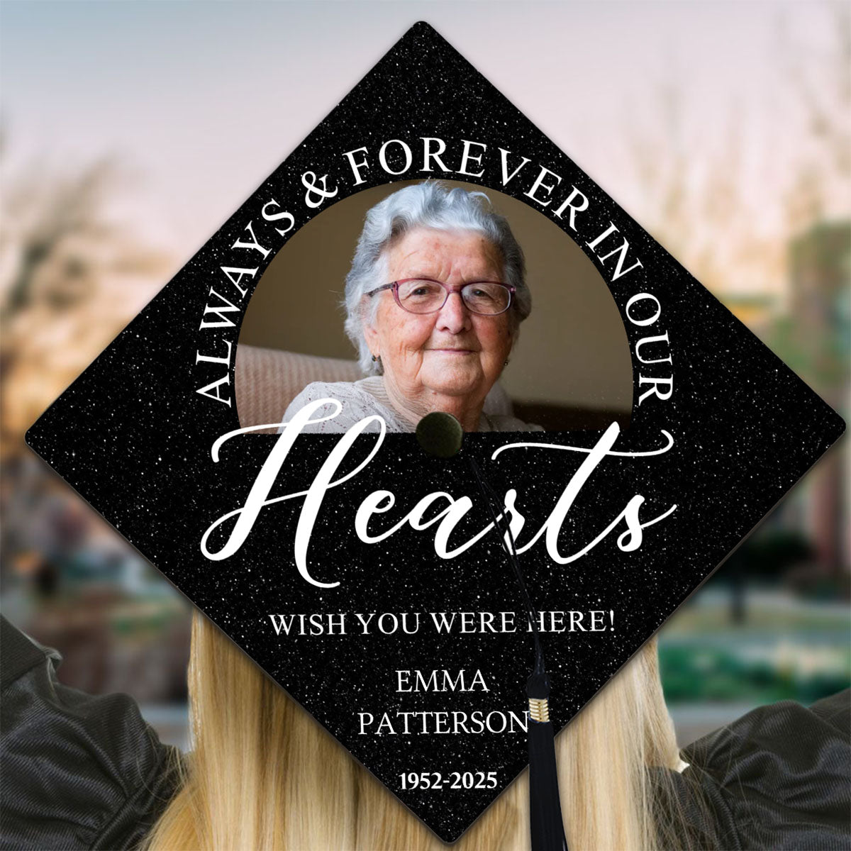 I Wish You Were Here - Personalized Graduation Cap Topper, Memorial Graduate Gift