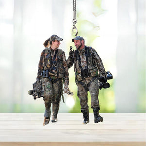 Gifts For Hunter, Hunting Couple Custom Photo Personalized Acrylic Ornament