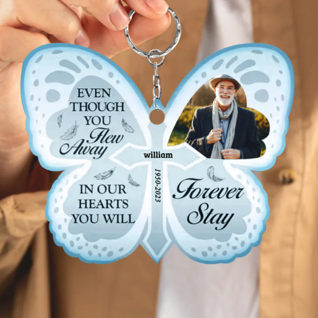 Personalized Even Though You Flew Away Acrylic Keychain