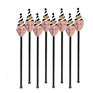 Personalized Drink Stirrers With Face Party Decorations