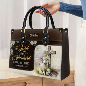 Personalized The Lord Is My Shepherd-Bible Verse Leather Bag