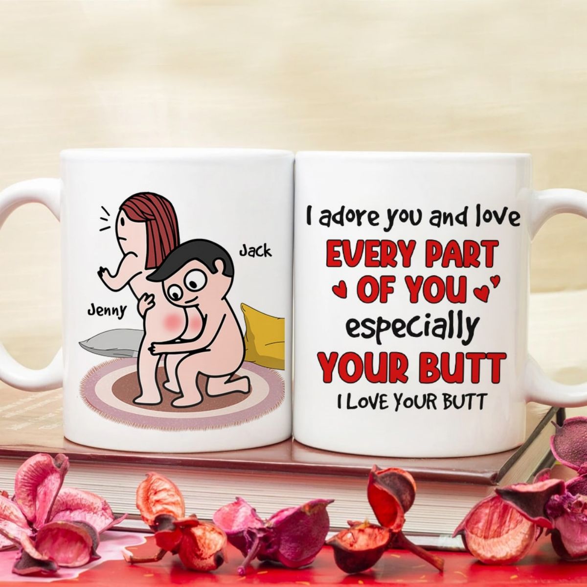 I Adore You - Personalized Christmas Funny Couple Mug, Valentine's Gift