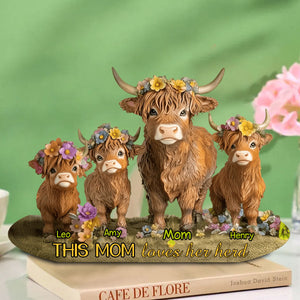 This Mom Loves Her Herd Highland Cow Mother Grandma - Personalized Acrylic Plaque