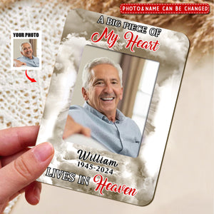 Memorial Insert Photo, A Big Piece Of My Heart Lives In Heaven Personalized Photo Car Visor Clip