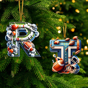 Football Ornament - Personalized Alphabet Letter Gifts With Football Lovers