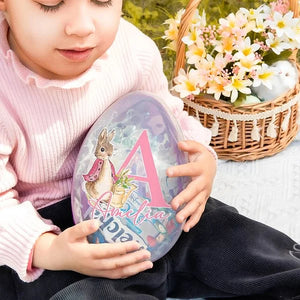 Personalized Cute Bunny Initial Fillable Big Easter Egg Toy Basket Stuffers Gift for Kids