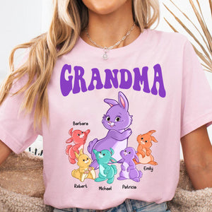 Personalized Gift For Grandma Colorful Bunny Pure Cotton T-Shirt