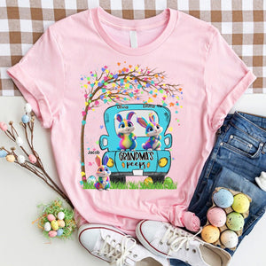 Personalized Grandma's Kids Bunny Tree Easter Day Pure Cotton T-Shirt