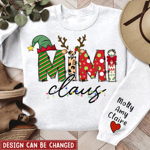 Nana Claus Christmas Personalized Sweatshirt Sleeve Custom Name