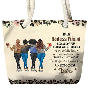 Because Of You I Laugh A Little Harder Friendship - Personalized Beach Bag