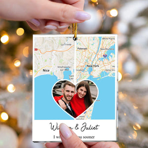 Long Distance Relationship Couple Gift - Personalized Acrylic Photo Ornament