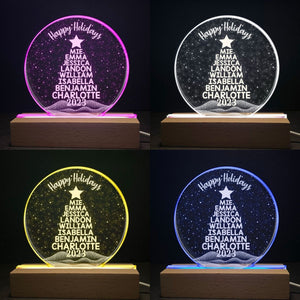 Merry Christmas Custom Family Names Christmas Tree - Personalized LED Light