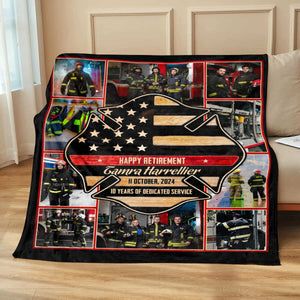 Custom Firefighter Photo Collage Personalized Firefighter Retirement Blanket