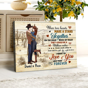 Personalized Cowboy Couple When Two Hearts Make A Stand Together Canvas