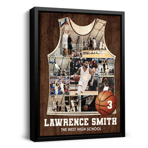 Personalized Basketball Jersey Photos Collage Canvas Poster Basketball Player Gift