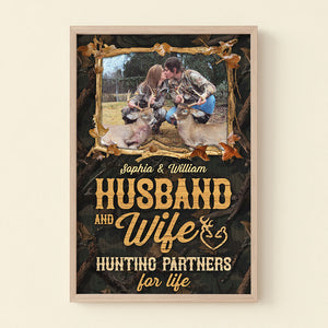 Husband And Wife, Hunting Partners Personalized Couple Canvas Poster