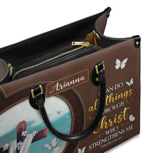 Personalized I Can Do All Things Through Christ-Bible Verse Leather Bag