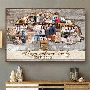 Personalized Family Tree Photo Collage Canvas Poster, Family Reunion Gifts