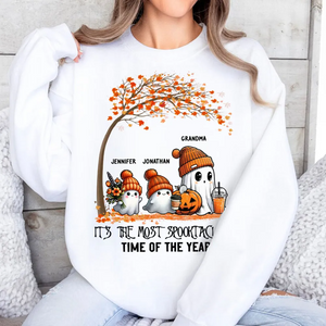 Grandma Spooky Ghost Personalized Sweatshirt, Fall Halloween Sweatshirt