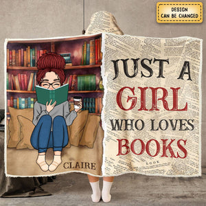 Just A Girl Who Loves Books - Personalized Wearable Blanket Hoodie