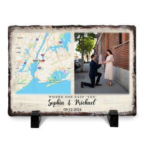 Meaningful Engagement Gift Custom Map & Photo Slate