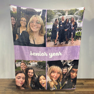 Personalized Photo Blanket with Text - Family Memorial  Anniversary Couples Gift