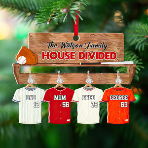 Personalized House United Family Baseball Christmas Wooden Ornament