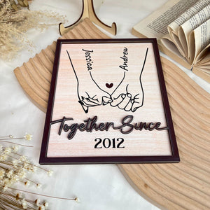 Together Since Holding Hand Forever Couple Personalized 2-Layer Wooden Plaque