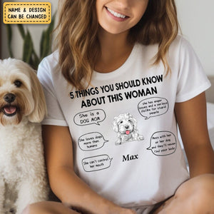 Five Things About This Dog Mom, Personalized Pure Cotton T-Shirt