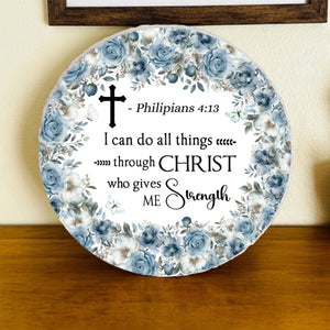 Personalized Bible Verse Round Ceramic, Motivational Sign, Christian Gift, Inspirational Faith Ceramic