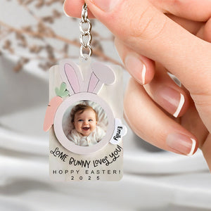 Love Bunny Love You - Personalized Photo Wooden Keychain - Easter Day Gift