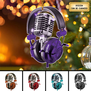 Personalized Microphone Christmas Ornament, Gift For Sing Lover