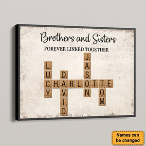 Brothers & Sisters Forever Linked Together Crossword Puzzle Art Personalized Poster, Gift For Brothers, Sisters, Siblings, Family