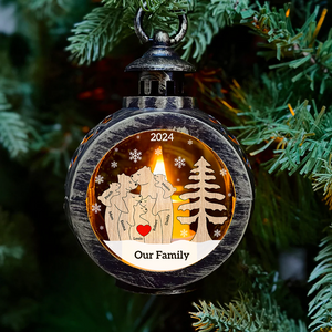 Personalized Christmas Candlelight LED Lantern Family Bear Lamp