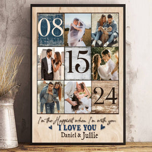 Personalized Couple Photo Collage Canvas Poster,Anniversary Gift