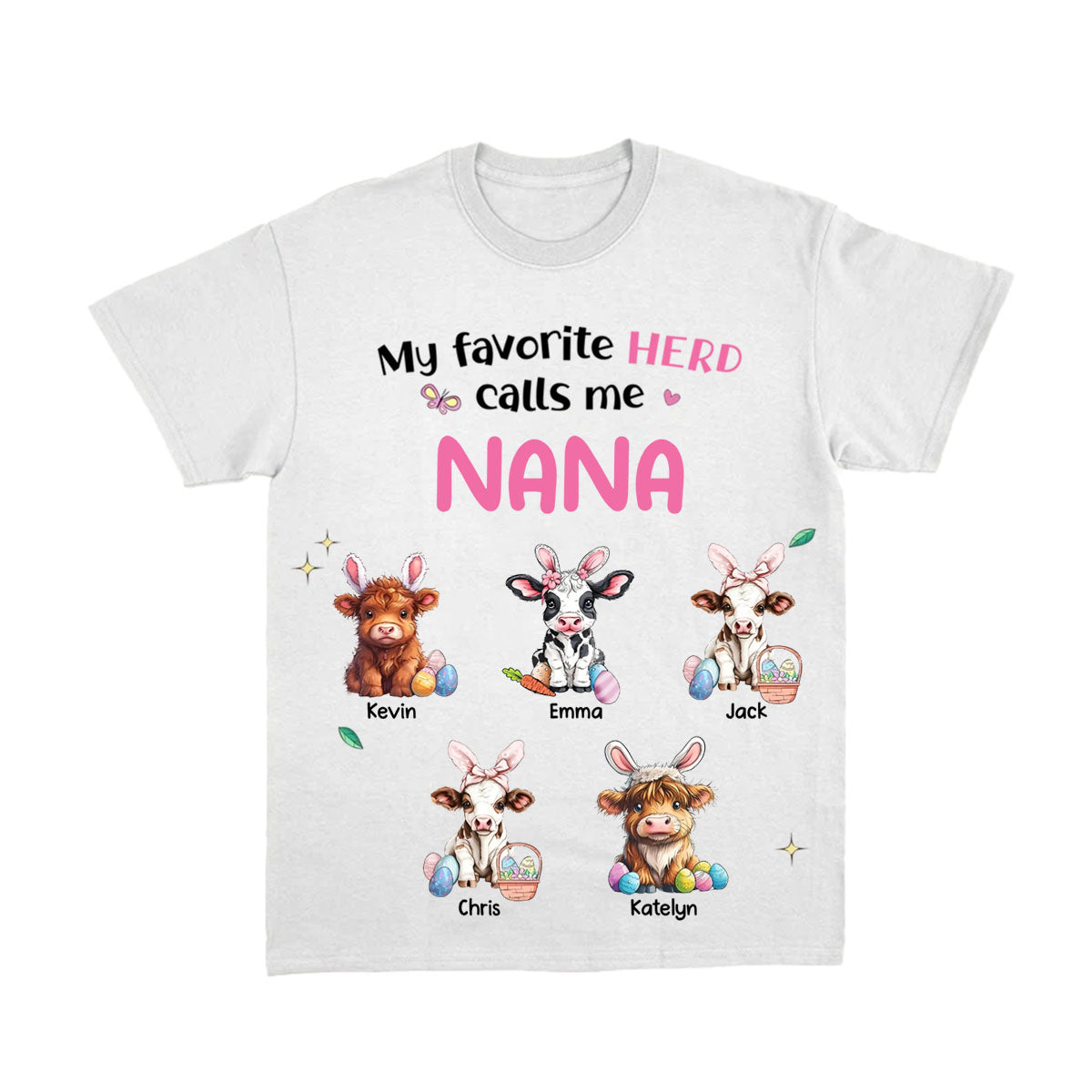 Personalized Gift For Grandma Nana's Cute Cow Easter Day Highland Cow T shirt