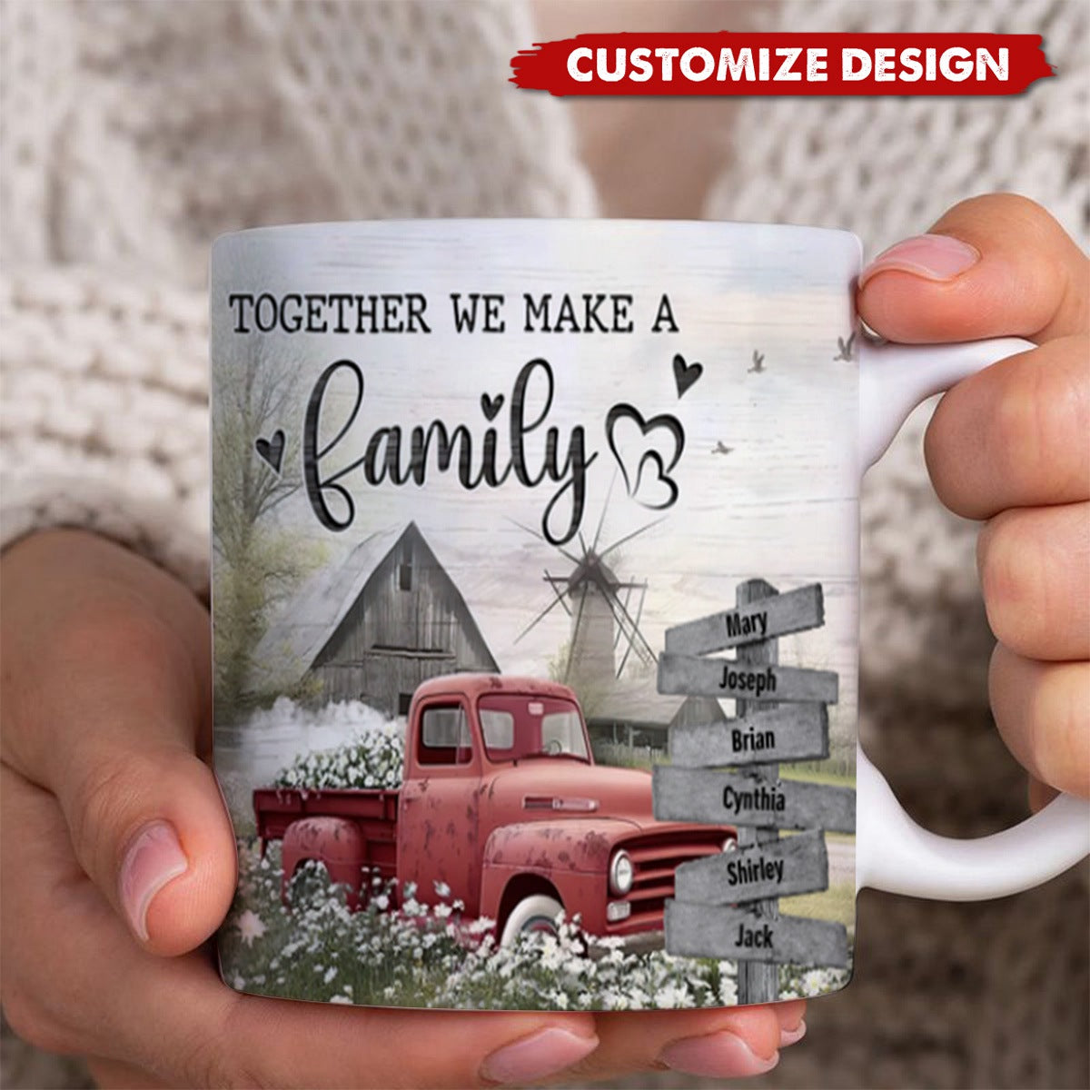 Family Farmhouse Personalized Gift Old Truck Mug