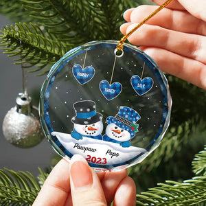 Papa Nana Snowman Christmas Personalized Circle Ornament