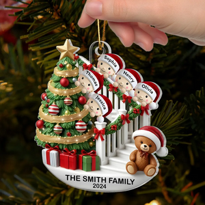 Family Members On Christmas Stairs Personalized Acrylic Ornament