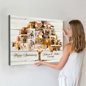 Personalized Family Tree Collage Canvas Poster,Wedding Anniversary Gift,Family Gifts