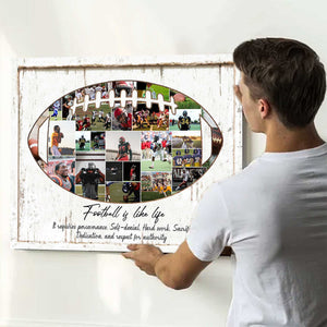 Personalized American Football Photo Collage Canvas Poster,American Football Player Gift, Coach Gift