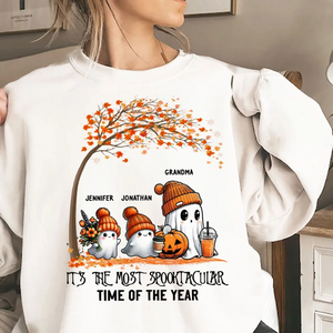 Grandma Spooky Ghost Personalized Sweatshirt, Fall Halloween Sweatshirt