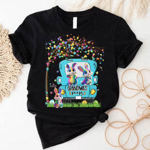 Personalized Grandma's Kids Bunny Tree Easter Day Pure Cotton T-Shirt