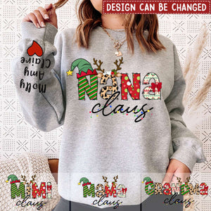 Nana Claus Christmas Personalized Sweatshirt Sleeve Custom Name