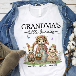 Vintage Grandma Bunny Easter Personalized  Pure Cotton T-Shirt