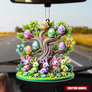 Easter Grandma Bunny Egg Tree Personalized Acrylic Car Ornament