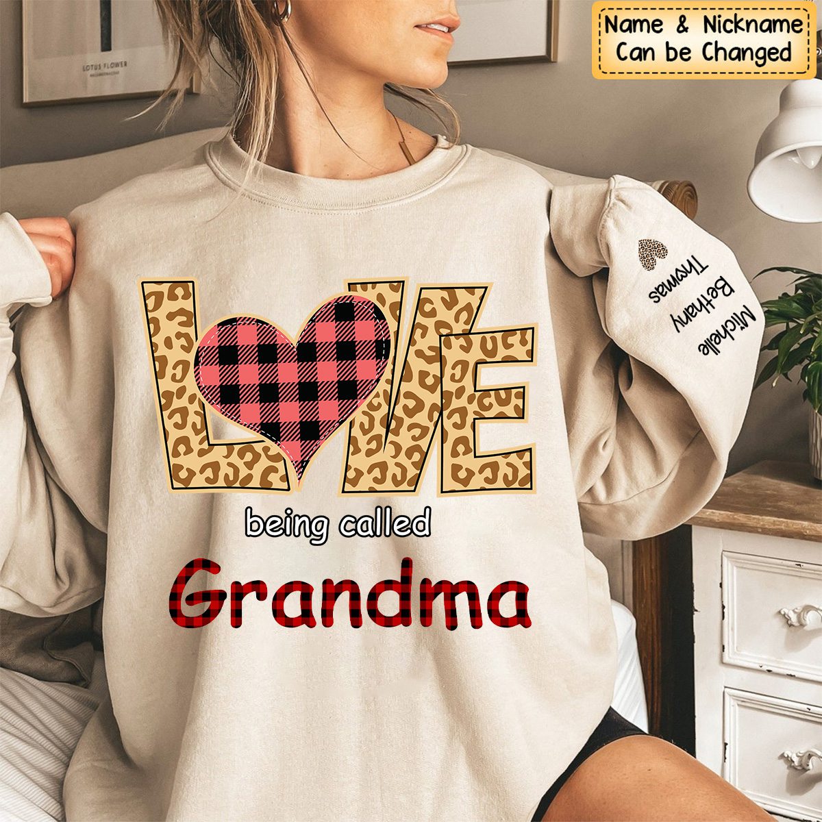 Love Being Called Grandma, Leopard And Grandkids Personalized Sweatshirt