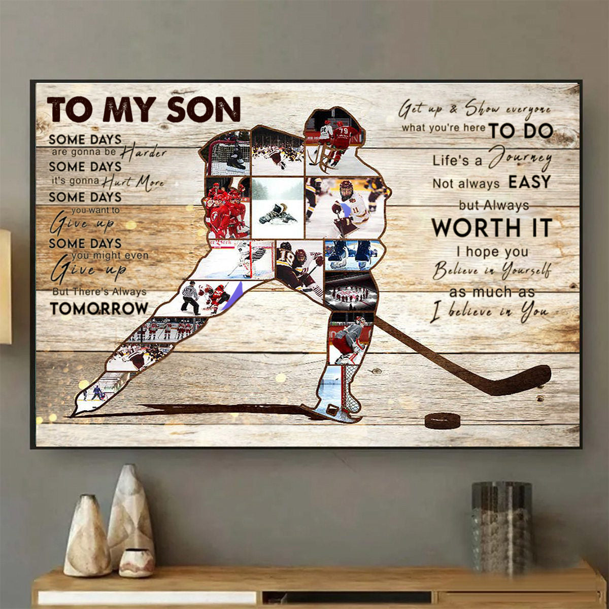 Personalized Hockey Player Photo Collage Poster, Hockey Coach Gift, Personalized Ice Hockey Sport Gift