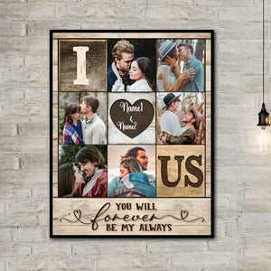 Personalized I Heart Us Photo Collage Canvas Poster, Couple Valentine’s Day Gift