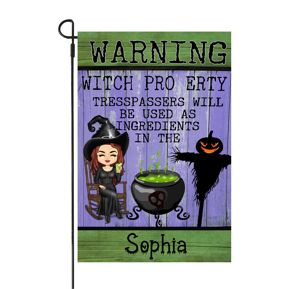 Halloween Witch Warning Trespassers Will Be Used As Ingredients - Personalized Flag